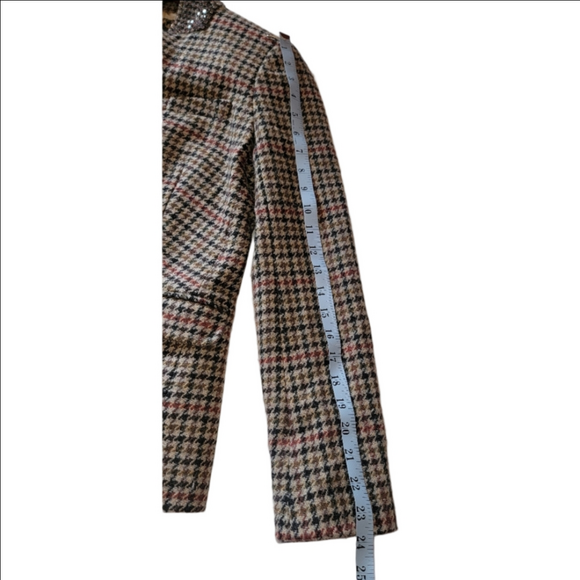 J. CREW "REGENT" Houndstooth Check 100% Wool Blazer, Embellished Collar Size 2 - Picture 14 of 14